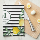 Linge De Cuisine Cuisine familiale à rayures aux citrons sur mesure (Quart Plié)