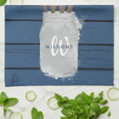 Linge De Cuisine Cuisine familiale Cuisine rustique Bleue Bois Jar  (Plié)