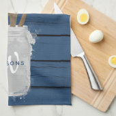 Linge De Cuisine Cuisine familiale Cuisine rustique Bleue Bois Jar  (Quart Plié)