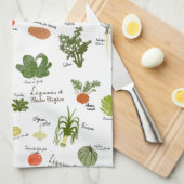 Linge De Cuisine Cuisine française Vegan aquarelle légume (Quart Plié)
