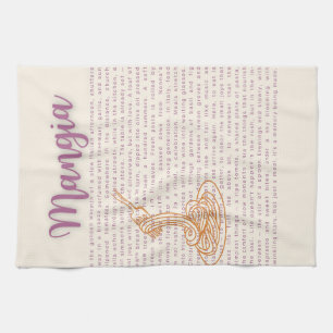 Linge De Cuisine Cuisine italienne Art Mur   Citation alimentaire "