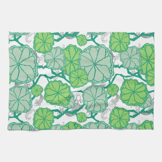 Linge De Cuisine Cuisine Motif Lily Pad Koi Pond (Horizontal)