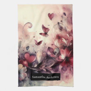 Linge De Cuisine Cuisine Romantique : Cœurs Abstraits Papillons