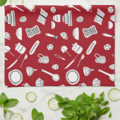 Linge De Cuisine Cuisine rouge rétro (Plié)