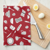 Linge De Cuisine Cuisine rouge rétro (Quart Plié)