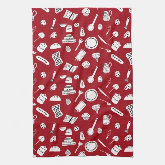 Linge De Cuisine Cuisine Rouge Rétro (Vertical)