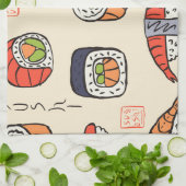 Linge De Cuisine Cuisine sushi, design motif sans soudure. (Plié)