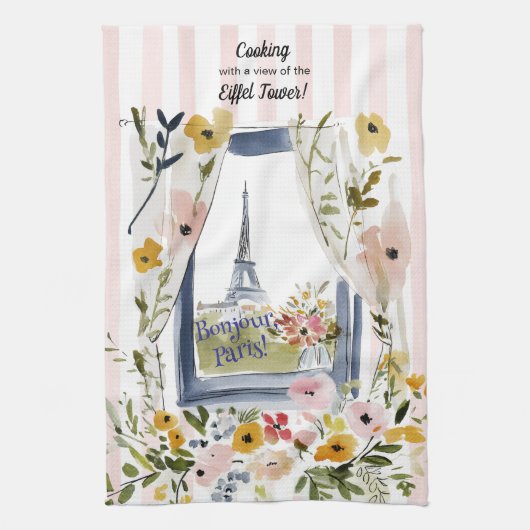 Linge De Cuisine Cuisiner avec vue sur la Tour Eiffel (Vertical)