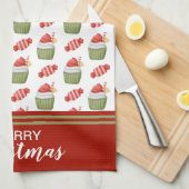 Linge De Cuisine Cupcakes et bonbons de Noël (Quart Plié)