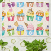 Linge De Cuisine Cupcakes Happy Birthday Ajouter Votre Nom Cute Goo (Plié)