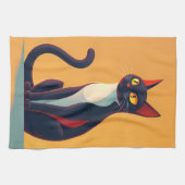 Linge De Cuisine Curieux chat (Horizontal)