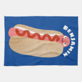 Linge De Cuisine Curieux hot dog Weiner dessin animé (Horizontal)