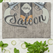 Linge De Cuisine Custom Cowboy Revolver Gun Whiskey Saloon (Plié)