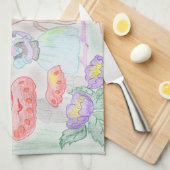 Linge De Cuisine Custom Kids Artwork, deux mignonnes souris, fleurs (Quart Plié)