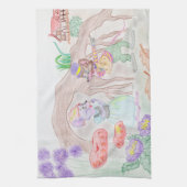 Linge De Cuisine Custom Kids Artwork, deux mignonnes souris, fleurs (Vertical)
