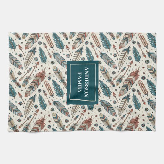 Linge De Cuisine Custom Name Boho Towel Pastel Native Kitchen Set (Horizontal)