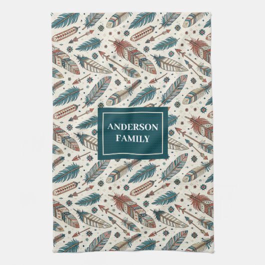 Linge De Cuisine Custom Name Boho Towel Pastel Native Kitchen Set (Vertical)