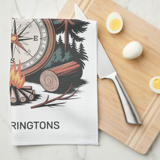 Linge De Cuisine Custom Name & Text Camping (Quart Plié)