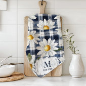 Linge De Cuisine Custom Navy Gingham Daisy Monogram