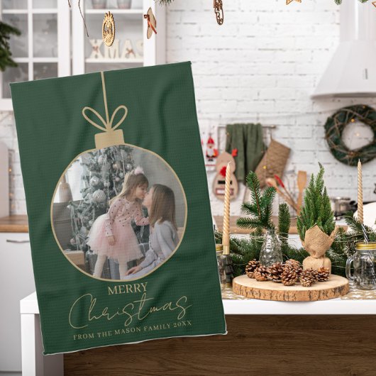 Linge De Cuisine custom photo Merry Christmas bauble