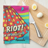 Linge De Cuisine Custom retro painting laughing lady Jolly Red (Quart Plié)