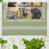Linge De Cuisine Custom Text Photo Collage Pet Dog Earthy Green (Plié)