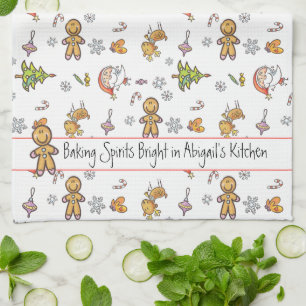 Linge De Cuisine Cute À La Main Gingerbread Baking Spirits Bright