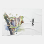 Linge De Cuisine Cute Aquarelle Arbre Frog, personnalisé (Horizontal)