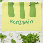 Linge De Cuisine Cute asperges chantant un trio végétal dessin anim (Plié)