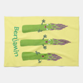 Linge De Cuisine Cute asperges chantant un trio végétal dessin anim (Horizontal)