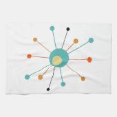 Linge De Cuisine Cute Atomic Star Retro Turquoise Orange Midsiècle (Horizontal)