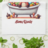 Linge De Cuisine Cute Baby Moose Bath Time Cartoon Illustration (Plié)