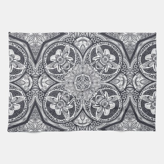 Linge De Cuisine Cute Bee Mandala Hand-Drawn (Horizontal)