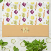 Linge De Cuisine Cute betteraves Citron et carottes Aquarelle Motif (Plié)