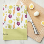 Linge De Cuisine Cute betteraves Citron et carottes Aquarelle Motif (Quart Plié)