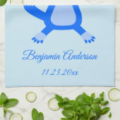 Linge De Cuisine Cute Blue Baby Boy Fox Custom (Plié)