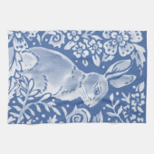 Linge De Cuisine Cute Blue Lapin Lapin Floral Élégant Bar Animal (Horizontal)