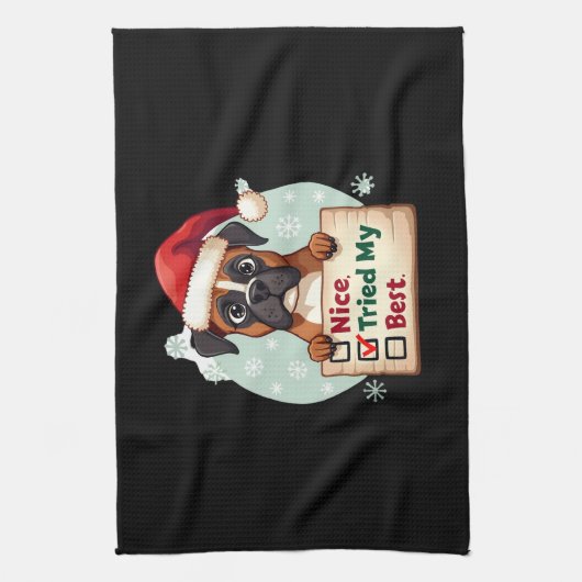 Linge De Cuisine Cute Boxer dog Dog Christmas Nice Tried my Best ( (Vertical)