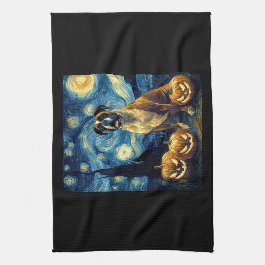 Linge De Cuisine Cute Boxer Halloween Jack O Lantern Pumpkin Face S (Vertical)