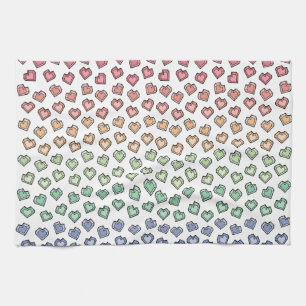 Linge De Cuisine Cute Bright Pastel Rainbow Gemstone motif de coeur