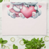 Linge De Cuisine Cute Bunnies Sharing a Heart (Plié)