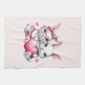 Linge De Cuisine Cute Bunnies Sharing a Heart (Horizontal)