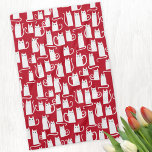 Linge De Cuisine Cute Cat Red and White<br><div class="desc">Fun little white kitty cats on a festive red background.  Purrfect for animal lovers.</div>