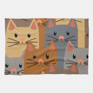 Linge De Cuisine Cute Cats Colorful Cat Visage Collage