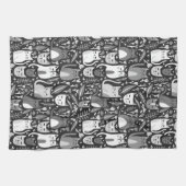 Linge De Cuisine Cute Cats Motif Botanique Floral Noir et Blanc (Horizontal)