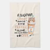 Linge De Cuisine Cute chat et une coupe de café (Vertical)