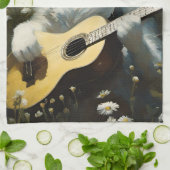 Linge De Cuisine Cute Chat Kitten Jouer Guitare Acoustique (Plié)