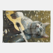 Linge De Cuisine Cute Chat Kitten Jouer Guitare Acoustique (Horizontal)