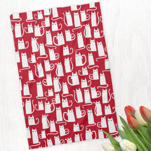 Linge De Cuisine Cute chat rouge et blanc