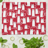 Linge De Cuisine Cute chat rouge et blanc (Plié)